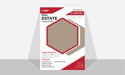 Real Estate Flyer Template Red flyer design, Professional  home sale flyer design template, corporate real estate flyer design, Home sale Modern flyer Apartment Template layout.