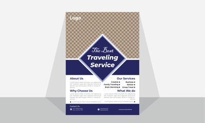 Travel poster or flyer pamphlet brochure design layout,  Travel flyer template for travel agency
Travel Flyer Layout with Circular Elements
