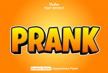 Fototapeta na wymiar Prank text effect with orange graphic style and editable.