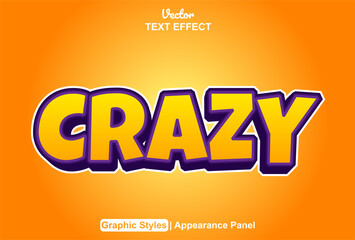 crazy text effect with orange graphic style and editable.
