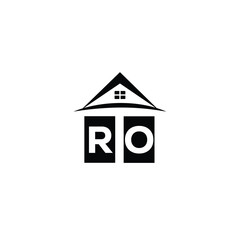 Initial letter RO real estate logo design template RO home or house letter logo