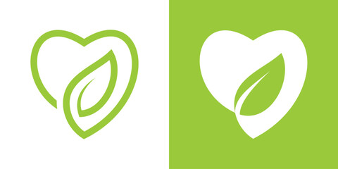 logo design love and leaf icon vector illustration