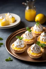 Door stickers Dessert Lemon meringue tarts, one bite desserts idea, generate ai