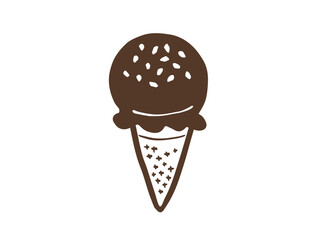 かわいいアイスクリームのコーン線画／手描きイラスト素材