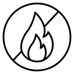 fire-resistant materials, non-combustible substances, flame-retardant products, fire safety, non-flammable chemicals vector icon.