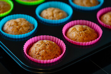 Muffins on a tray