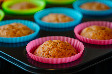 Muffins on a baking tray