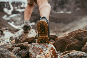 hiking boots on rock