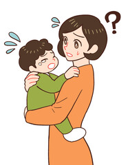 泣きじゃくる赤ちゃんに困る母親