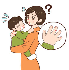 ヘアターニケットで泣きじゃくる赤ちゃんに困る母親