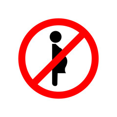 Pregnant woman prohibited sign. Red circle cross out Background. Forbidden sign illustration on white background 