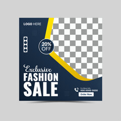 Vector Fashion Social Media Post Layout template design.