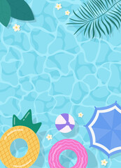 Flat design of summer pool background illustration