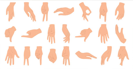 Hand Vector collection. Dislike hand. Dislike Icon. White Finger. People hands. Group Finger Upside down. Vector set. Hand set. Hands poses. Female hand collection. Pointing down. Top hands collection