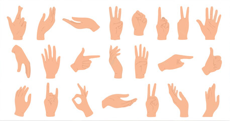 Hand Vector collection. Hand set. Hands poses. Female hand collection. pointing down. Top hands collection. trend hand set. White Finger. People hands. Group Finger Upside down. White Palm. Vector set
