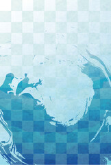 暑中見舞い　和柄　夏　青　背景	