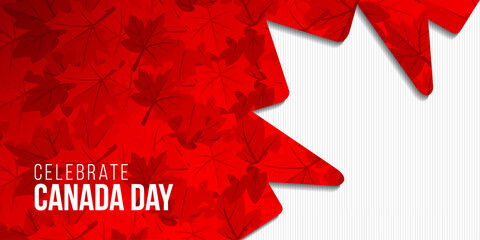 Happy Canada Day with red maple leaf background vector illustration