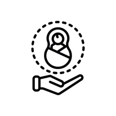 Black line icon for adopted 