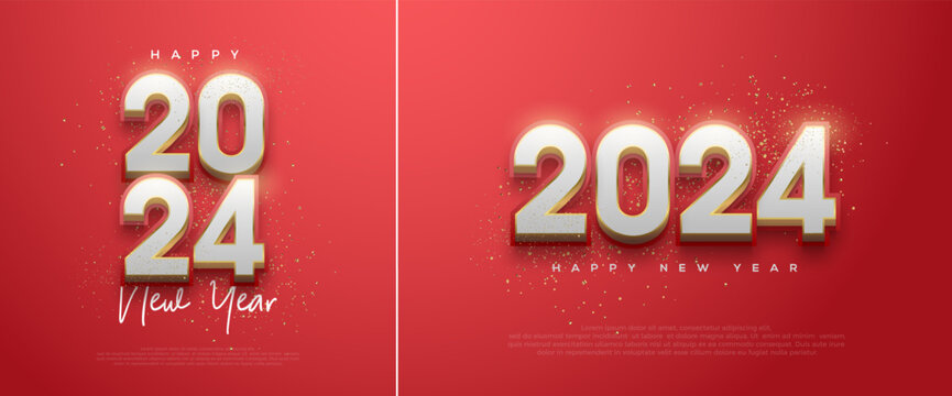 2024 Vector Design for Happy New Year celebrations. With the illustration of the white number in the luxurious gold color. Premium vector design for posters, banners, calendar and greetings.