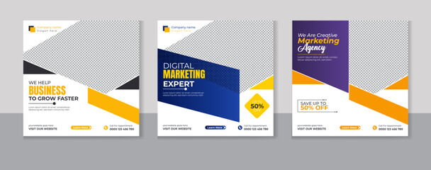 Corporate business social media post template bundle