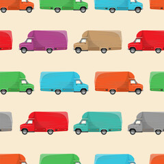 pattern with the image of multi-colored cars vans
