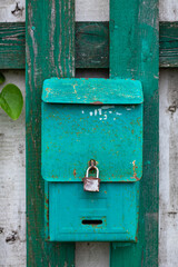 Antique Green Letter Box on the wall