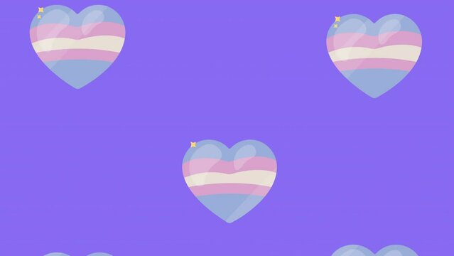 transgender flag in hearts animation