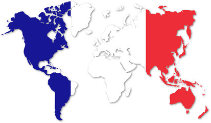 france flag on globe maps
