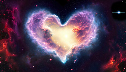 Heart galaxy. Astrological symbol of love, Heart shaped nebula, Ai generated 