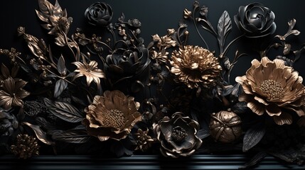  a bunch of flowers that are sitting on a table in front of a wall.  generative ai