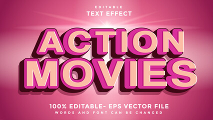 3d Minimal Word Action Movies Editable Text Effect Design Template, Effect Saved In Graphic Style
