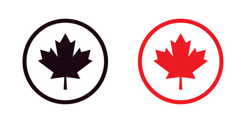 red and black maple leaf canada icon sign vector design