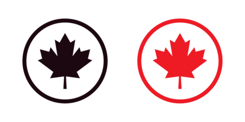 Foto op Plexiglas red and black maple leaf canada icon sign vector design © Kavindu