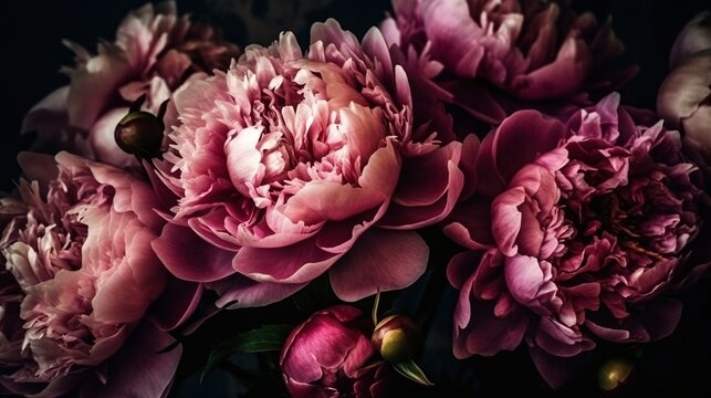  a bunch of pink flowers in a vase on a table.  generative ai