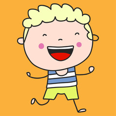 drawing of a joyful blond boy