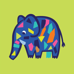 Cute elephant character. Safari animal print in childish style