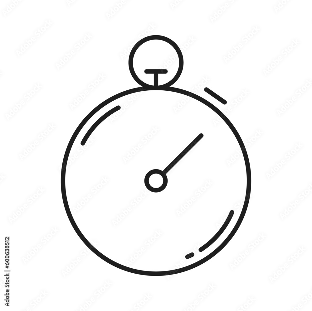 Aufkleber Chronometer outline icon, stopwatch clock timer thin line. Vector round countdown dial, time management sign. Time measuring instrument in fitness sport