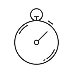 Chronometer outline icon, stopwatch clock timer thin line. Vector round countdown dial, time management sign. Time measuring instrument in fitness sport