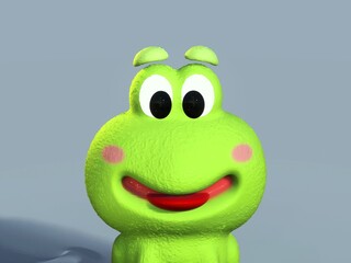 Portrait of cute little 3d frog