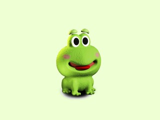 3d frog cute side view