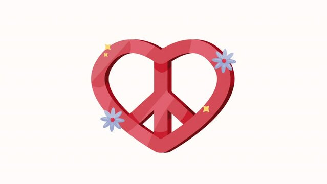 peace and love symbol animation