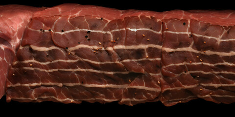 Close-up background of BBQ meat texture and charred lines from grilling, perfect for culinary themes and food enthusiasts