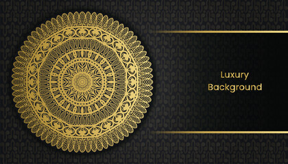 Decorative greeting card. Fantastic ornamental mandala design background in gold color. Decoration, Decorative, Ornament, Ornamental, India, Indian, invitation, Wedding, Anniversary, Greeting card, 