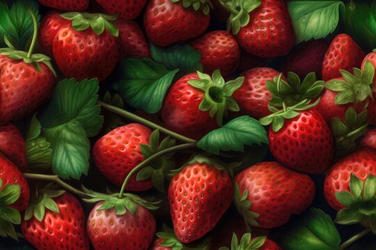 Fresh Strawberries Strawberry Fruit Bery Berries Seamless Repeating Repeatable Texture Pattern Tiled Tessellation Background Image