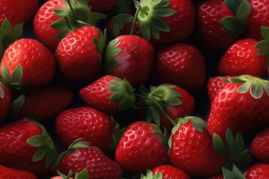 Fresh Strawberries Strawberry Fruit Bery Berries Seamless Repeating Repeatable Texture Pattern Tiled Tessellation Background Image
