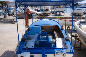 detail of boat in harbor, Adriatic coast, early summer, clear sky, no people, midday