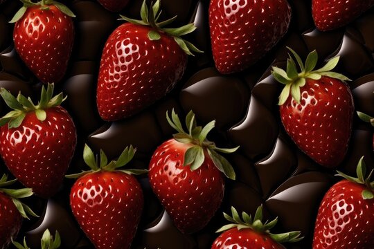 Chocolate Dipped Covered Strawberries Strawberry Fruit Bery Seamless Repeating Repeatable Texture Pattern Tiled Tessellation Background Image