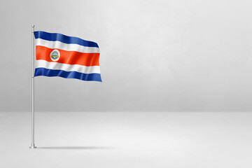 Costa Rican flag isolated on white concrete wall background