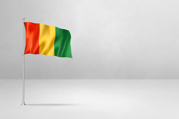 Guinean flag isolated on white concrete wall background
