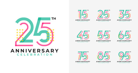 Creative geometric anniversary logo collections. Birthday number for celebration, event, invitation card, or banner elements